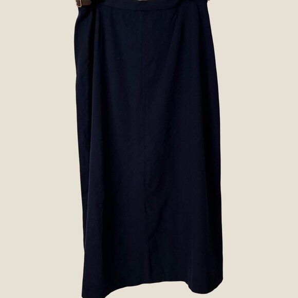 Ralph Lauren A-Line Navy Blue Vintage 77% Wool Equestrian Maxi Skirt Size 14 - Picture 6 of 12